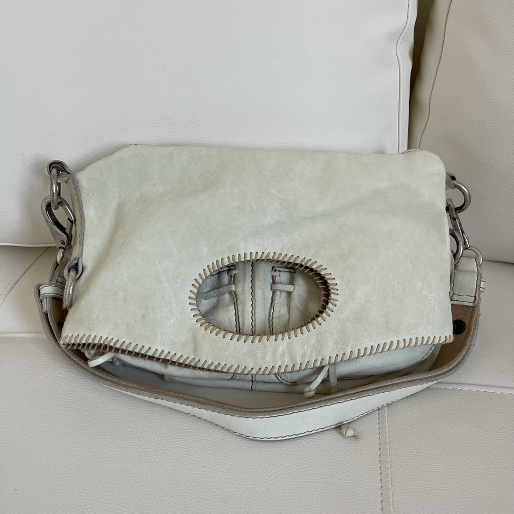 Lucky Brand White Distress Look Soft Leather Purse